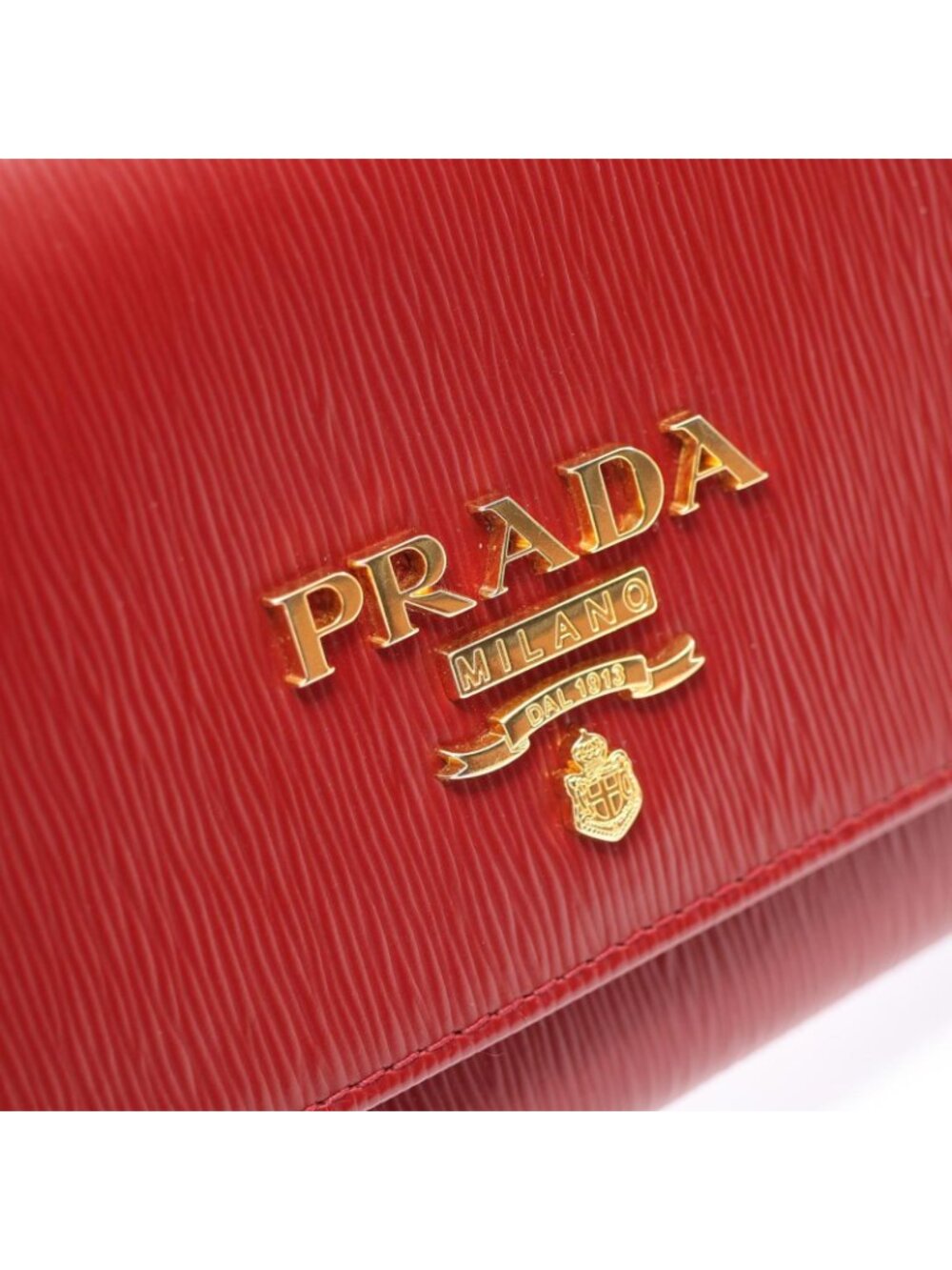 Prada Shoulder Bag Red Leather Chain Wallet - Picture 9 of 9
